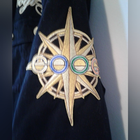 Coogi Mens XL Military Navy Parka Jacket Blazer Embroidered Patches black - Picture 6 of 10